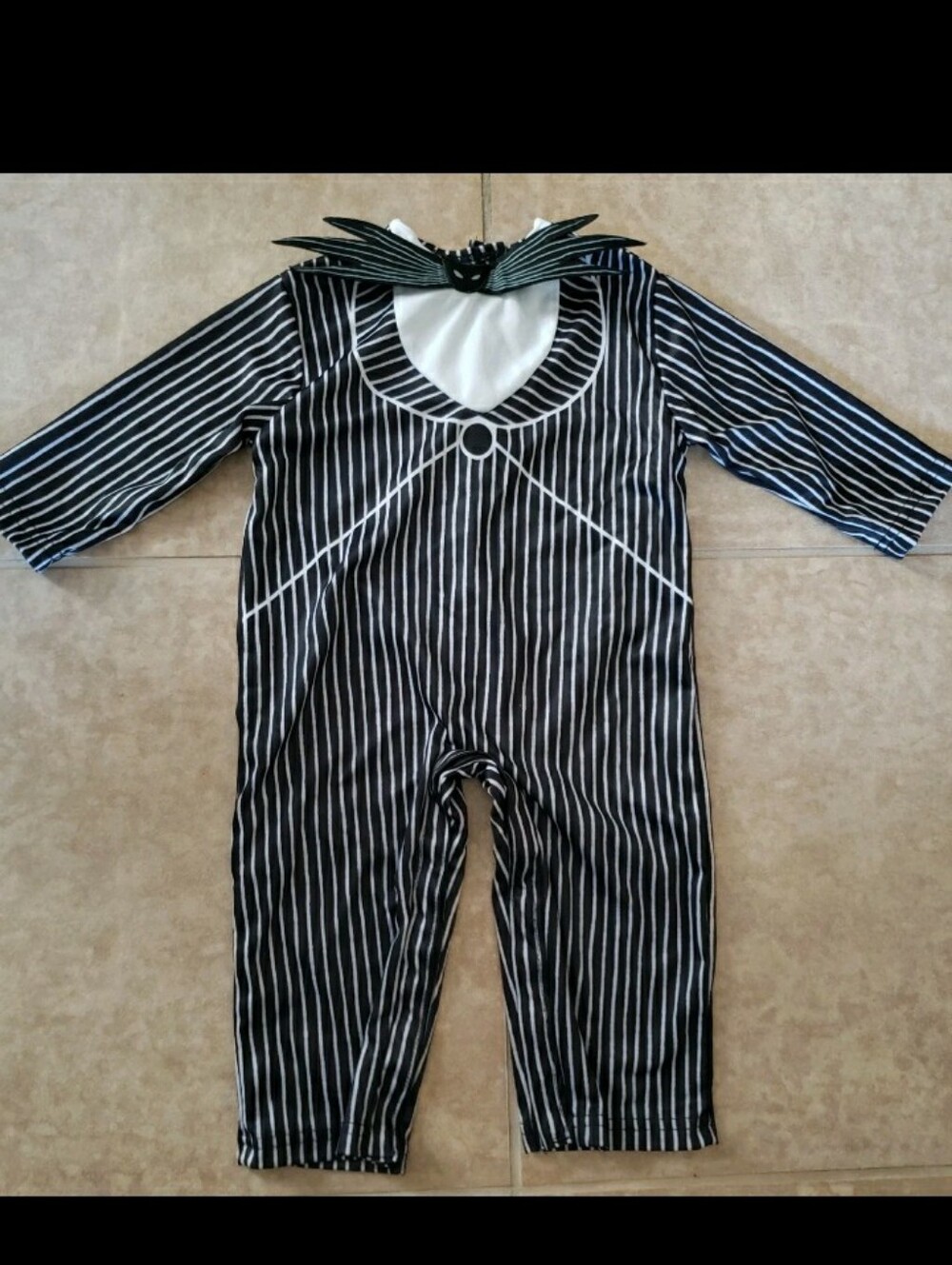 The Nightmare Before Christmas Jack Kids Black & White Striped Romper 6-9